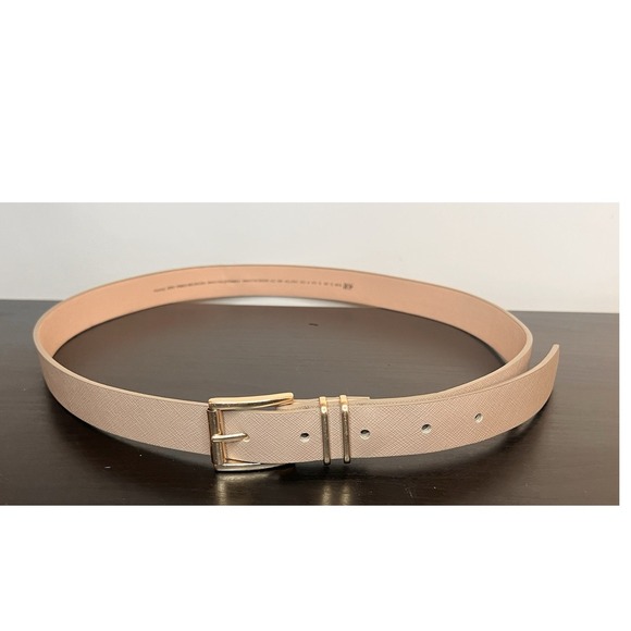 H&M Accessories - HM Gray Grey Saffiano Textured Belt Size Small S Gold Buckle Skinny Dress 1"